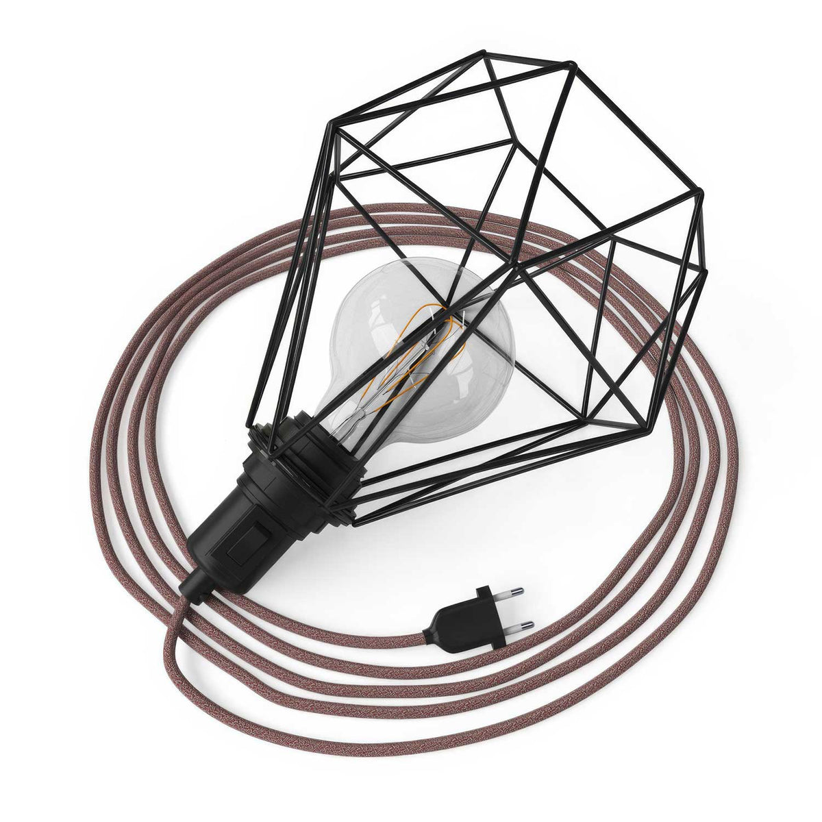 Table Snake - Plug-in lamp with Diamond cage lampshade - Black ...