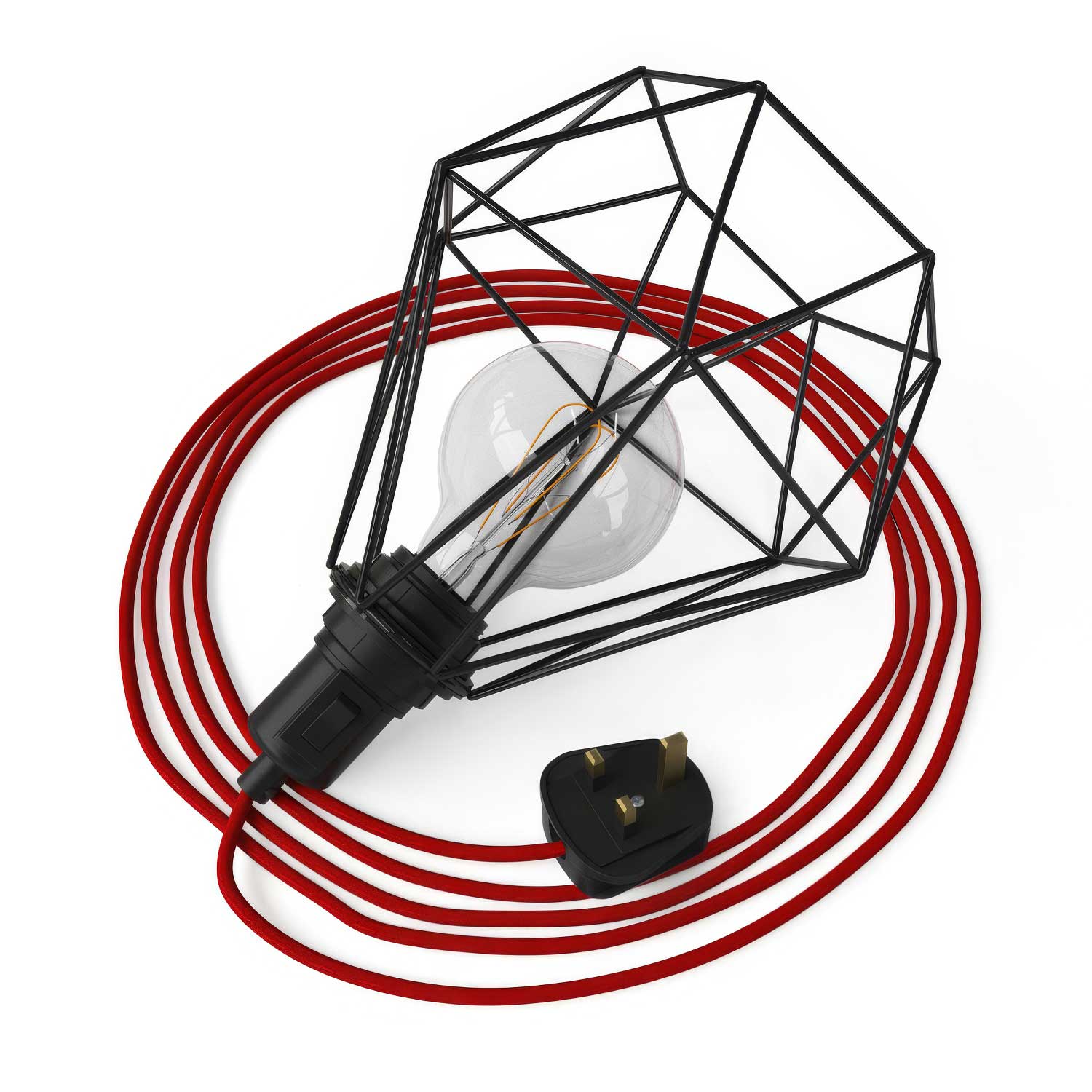 Table Snake - Plug-in lamp with UK plug and Diamond cage lampshade ...