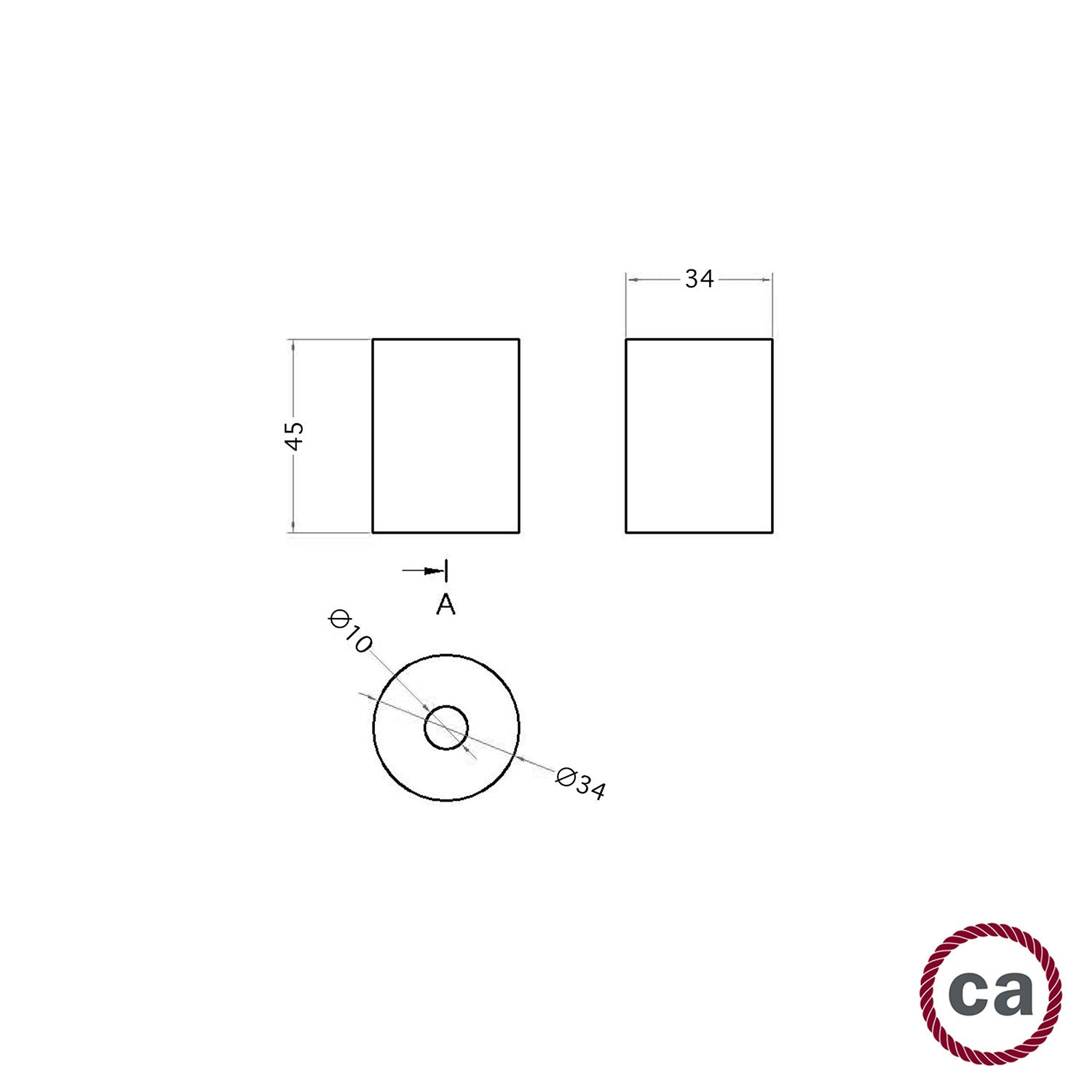 Terminale in legno per cordone 2XL - Neutro