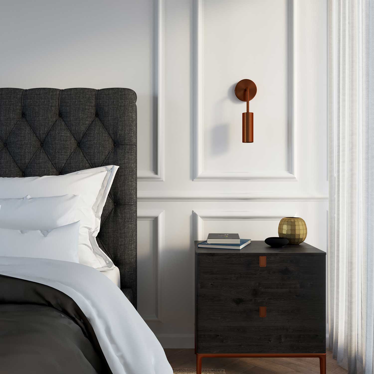 Tub - E14, tubo in metallo per faretto con portalampada doppia ghiera E14 - Rame satinato - Creative Cables