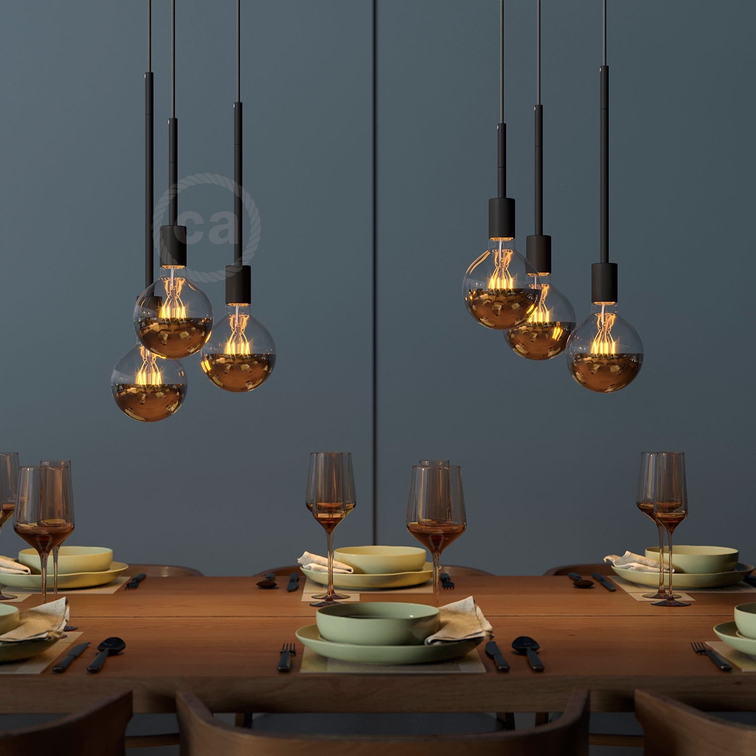 Tubo di estensione in metallo per lampade a sospensione o da tavolo - Nero