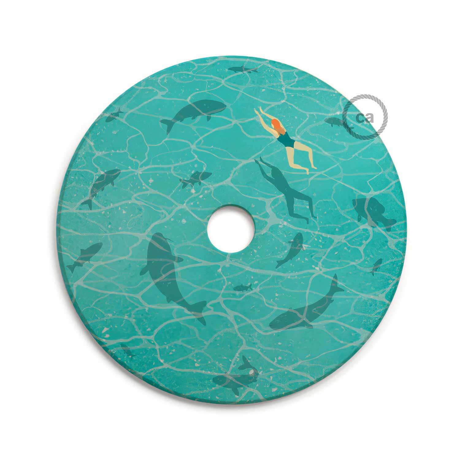 UFO Paralume in legno Special Edition Illustratori Italiani, double face, diametro 33 cm - Davide Bonazzi - Creative Cables