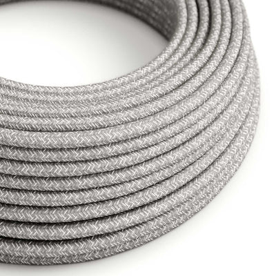 Cable eléctrico redondo resistente a los rayos UV con forro de lino natural gris SN02 para uso exterior - Compatible con Eiva Outdoor