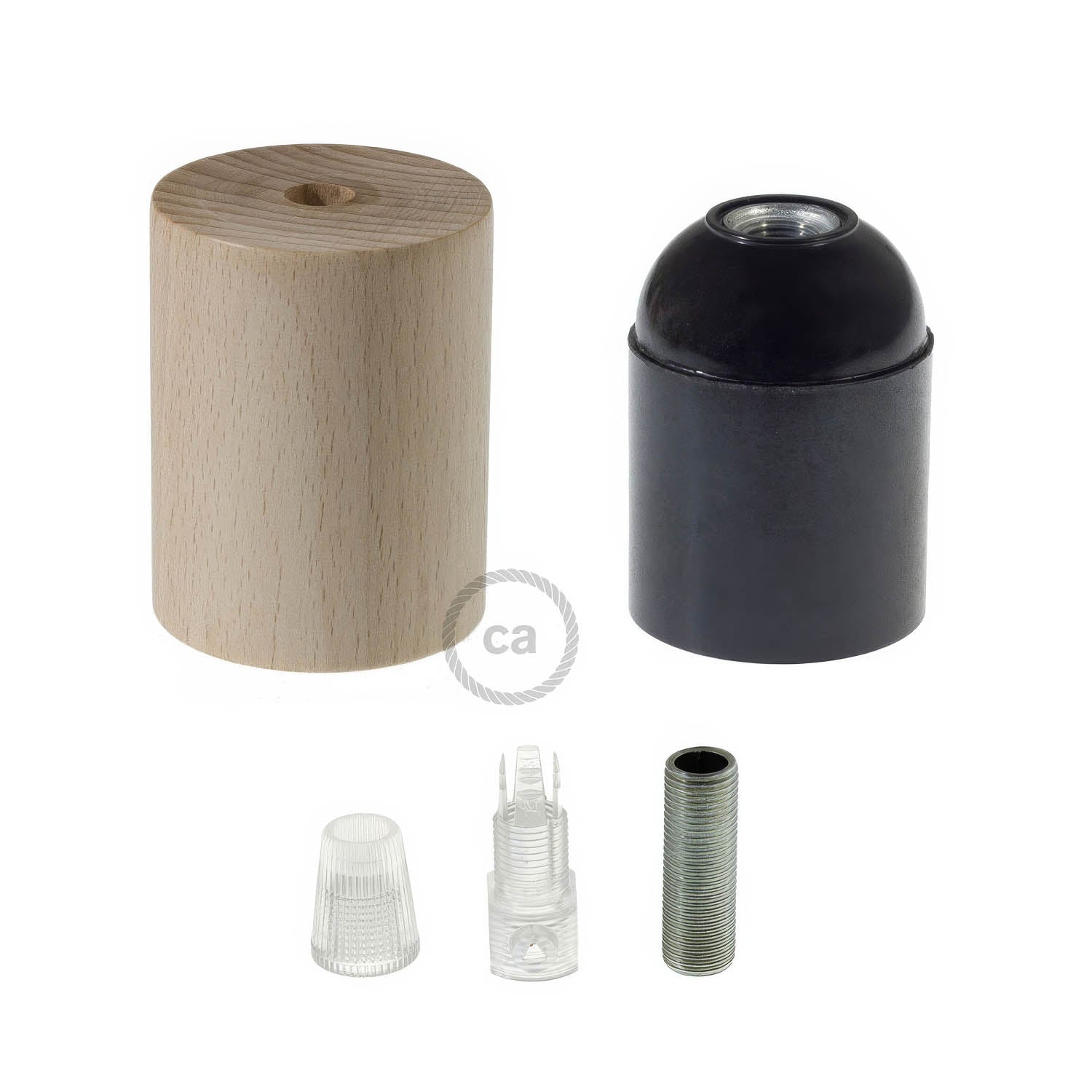 Wooden E26 light bulb socket kit - Neutral